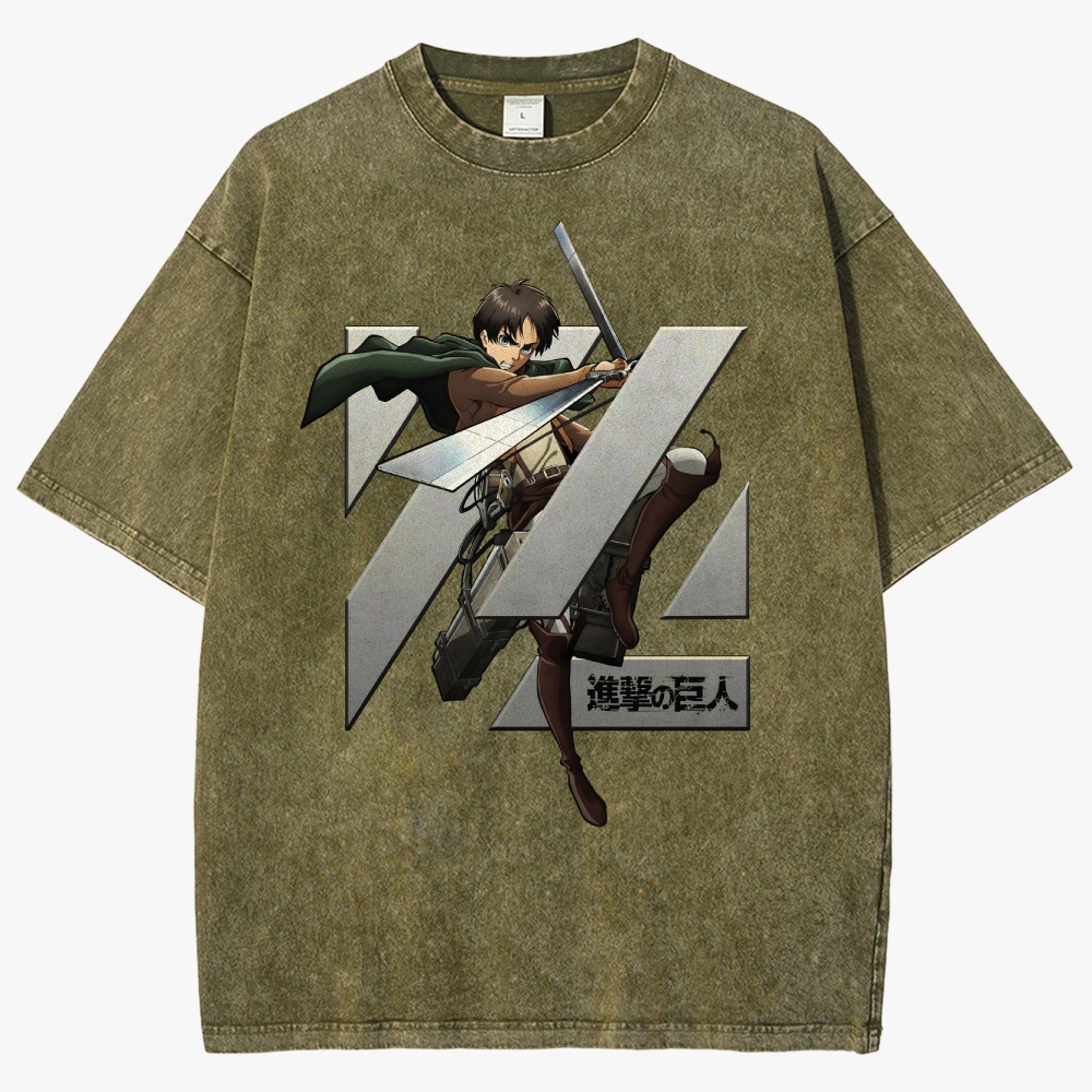 Attack On Titan Unisex Fit Washed T-Shirt