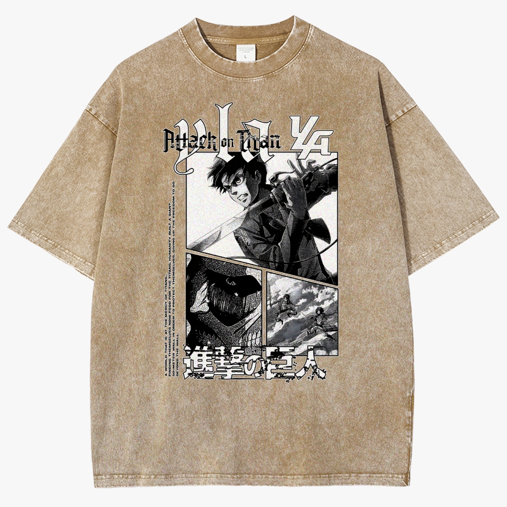 Attack On Titan Unisex Fit Washed T-Shirt