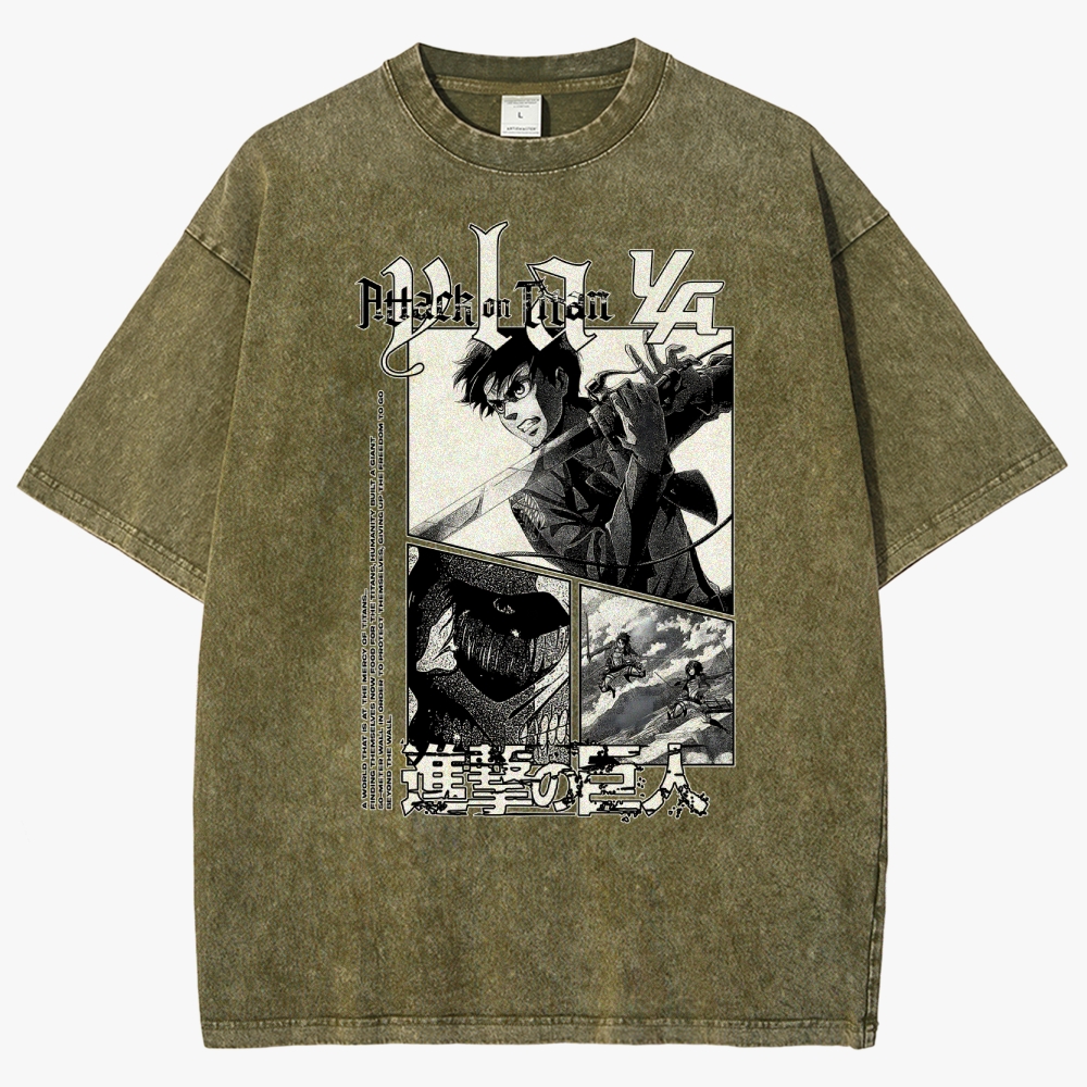 Attack On Titan Unisex Fit Washed T-Shirt