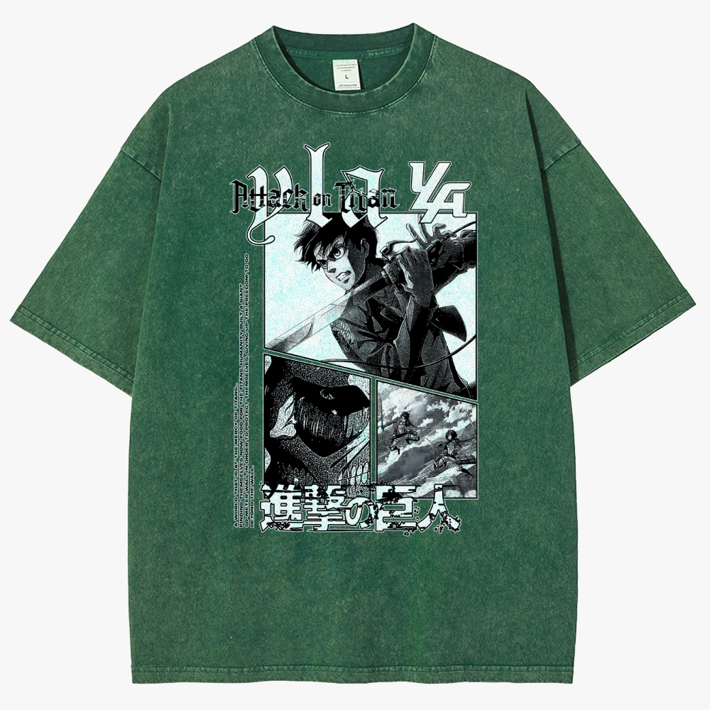 Attack On Titan Unisex Fit Washed T-Shirt