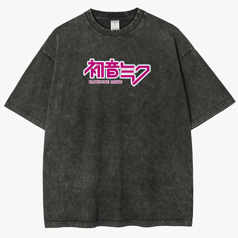 Hatsune Miku Anime Unisex Fit Washed T-Shirt