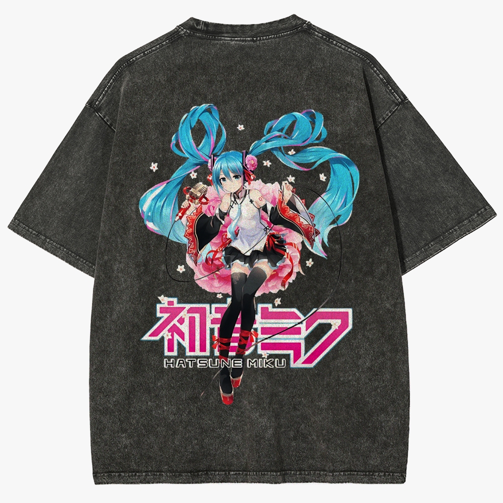 Hatsune Miku Anime Unisex Fit Washed T-Shirt