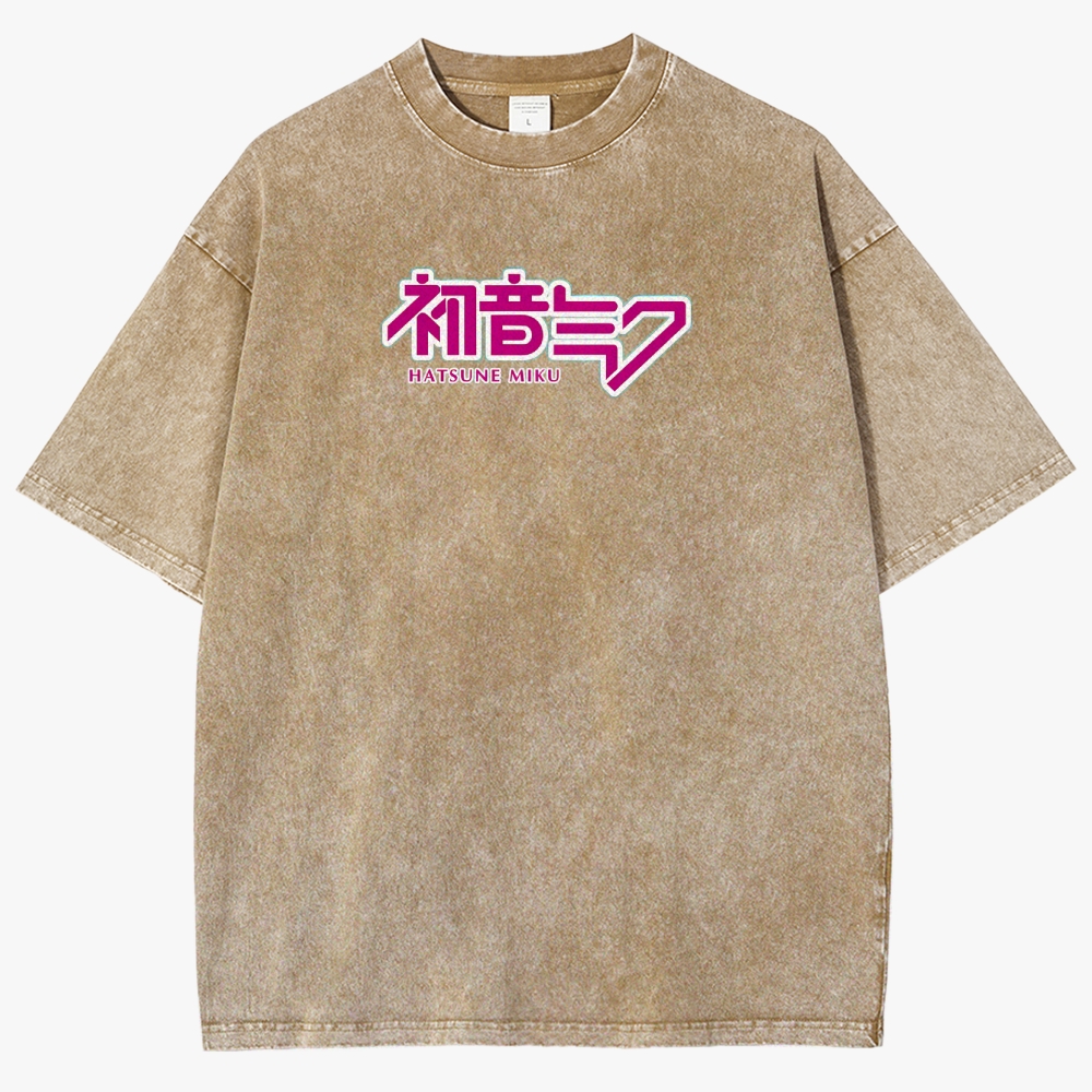 Hatsune Miku Anime Unisex Fit Washed T-Shirt
