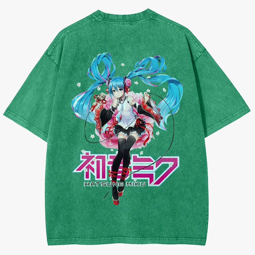 Hatsune Miku Anime Unisex Fit Washed T-Shirt
