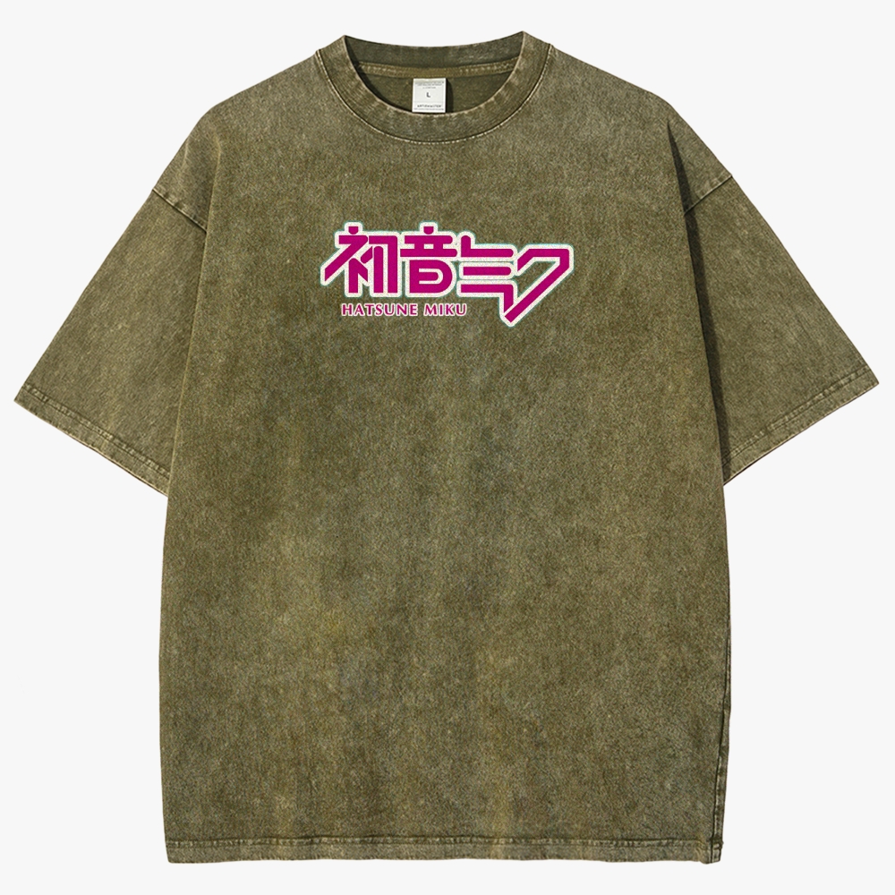 Hatsune Miku Anime Unisex Fit Washed T-Shirt