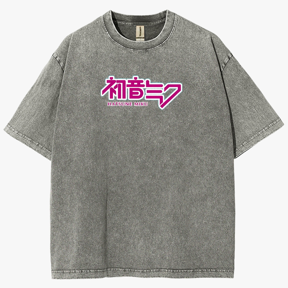 Hatsune Miku Anime Unisex Fit Washed T-Shirt