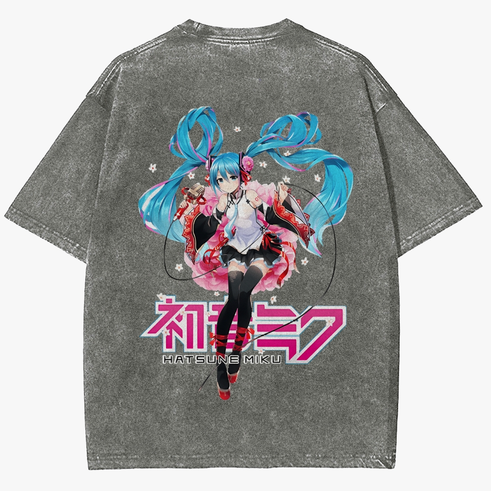 Hatsune Miku Anime Unisex Fit Washed T-Shirt