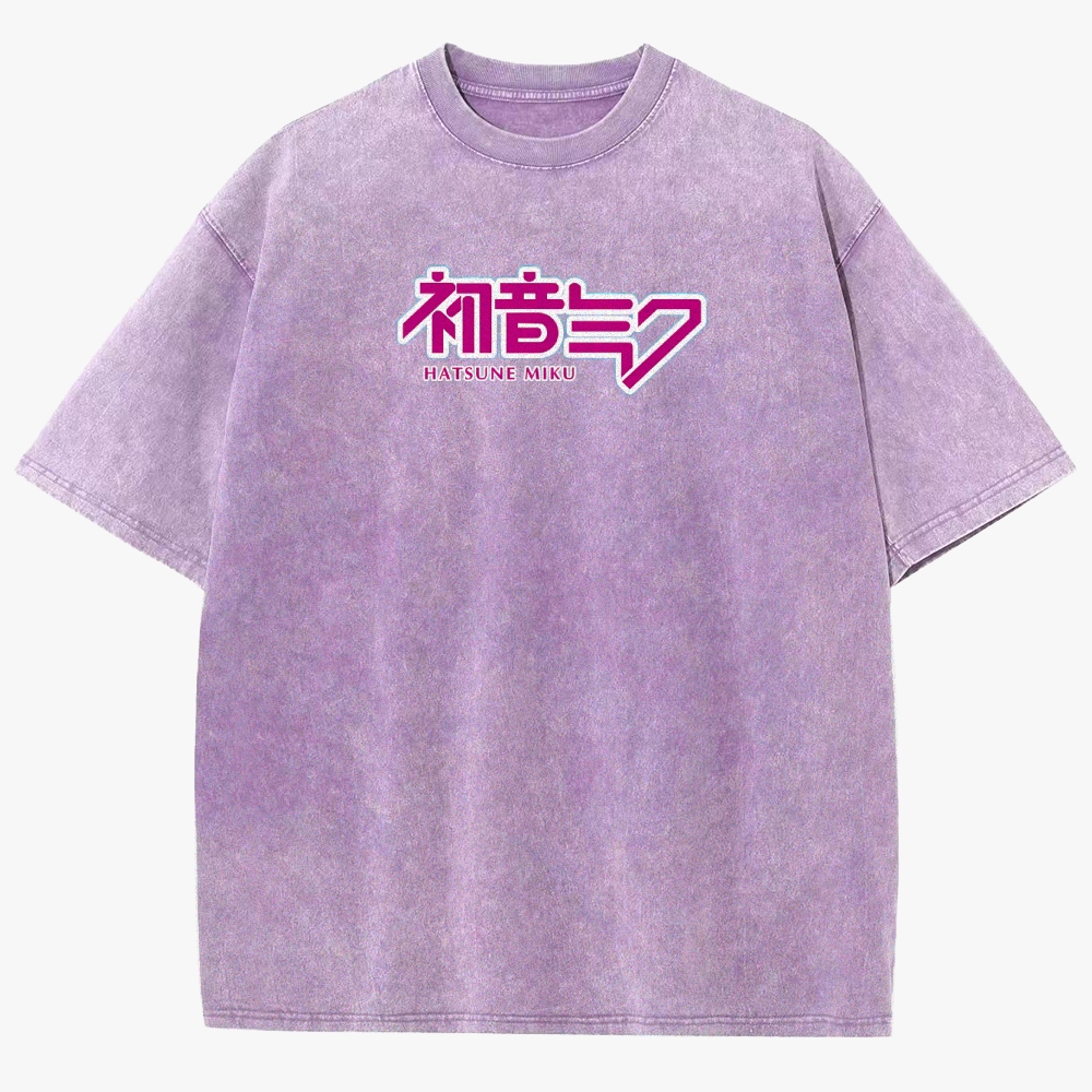 Hatsune Miku Anime Unisex Fit Washed T-Shirt
