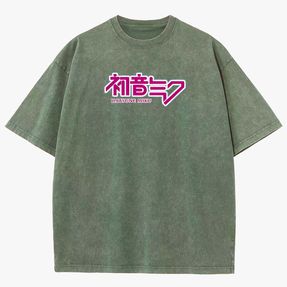 Hatsune Miku Anime Unisex Fit Washed T-Shirt