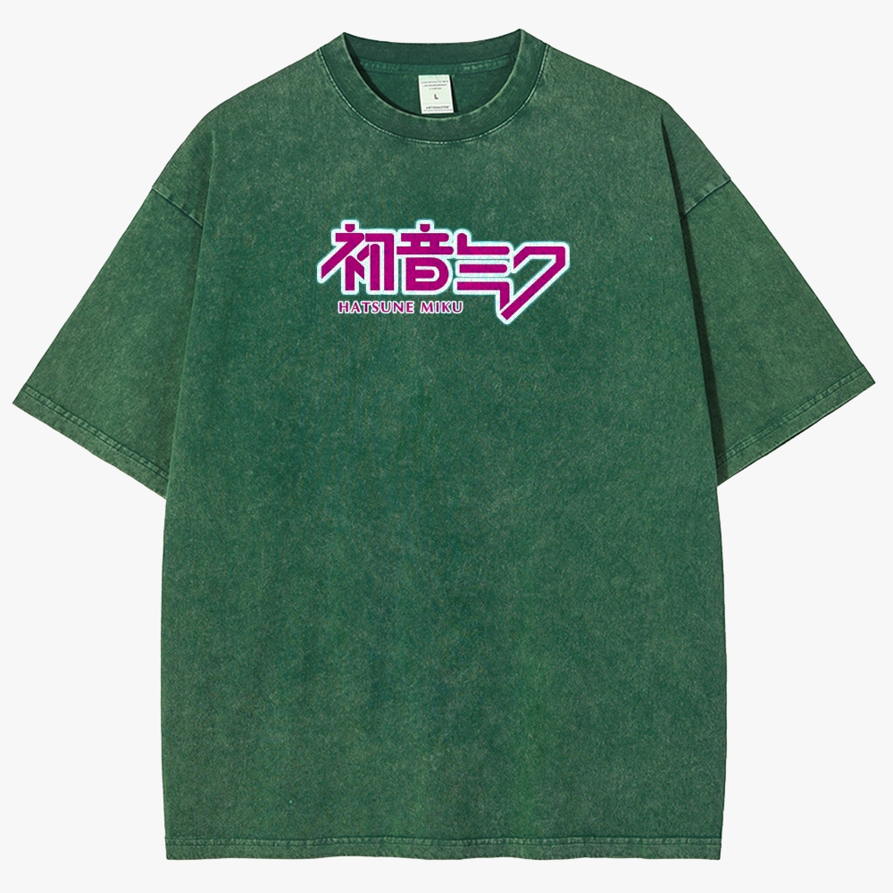 Hatsune Miku Anime Unisex Fit Washed T-Shirt