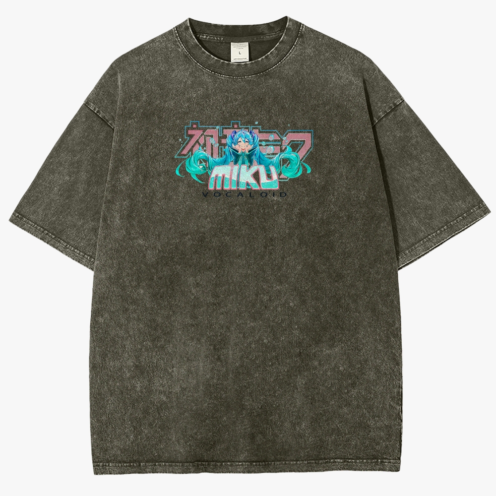 Hatsune Miku Anime Unisex Fit Washed T-Shirt