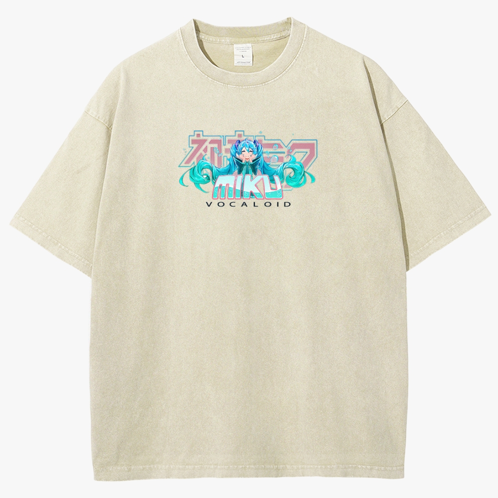 Hatsune Miku Anime Unisex Fit Washed T-Shirt