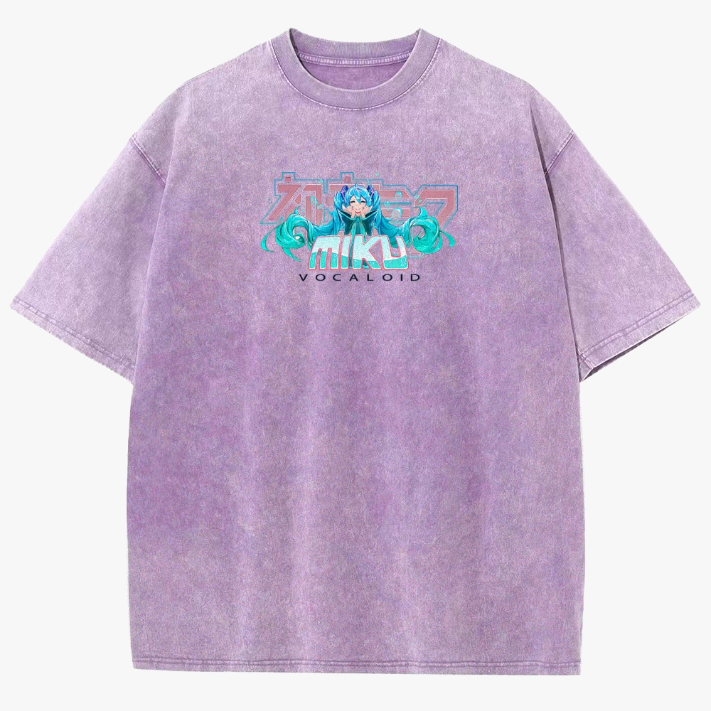 Hatsune Miku Anime Unisex Fit Washed T-Shirt