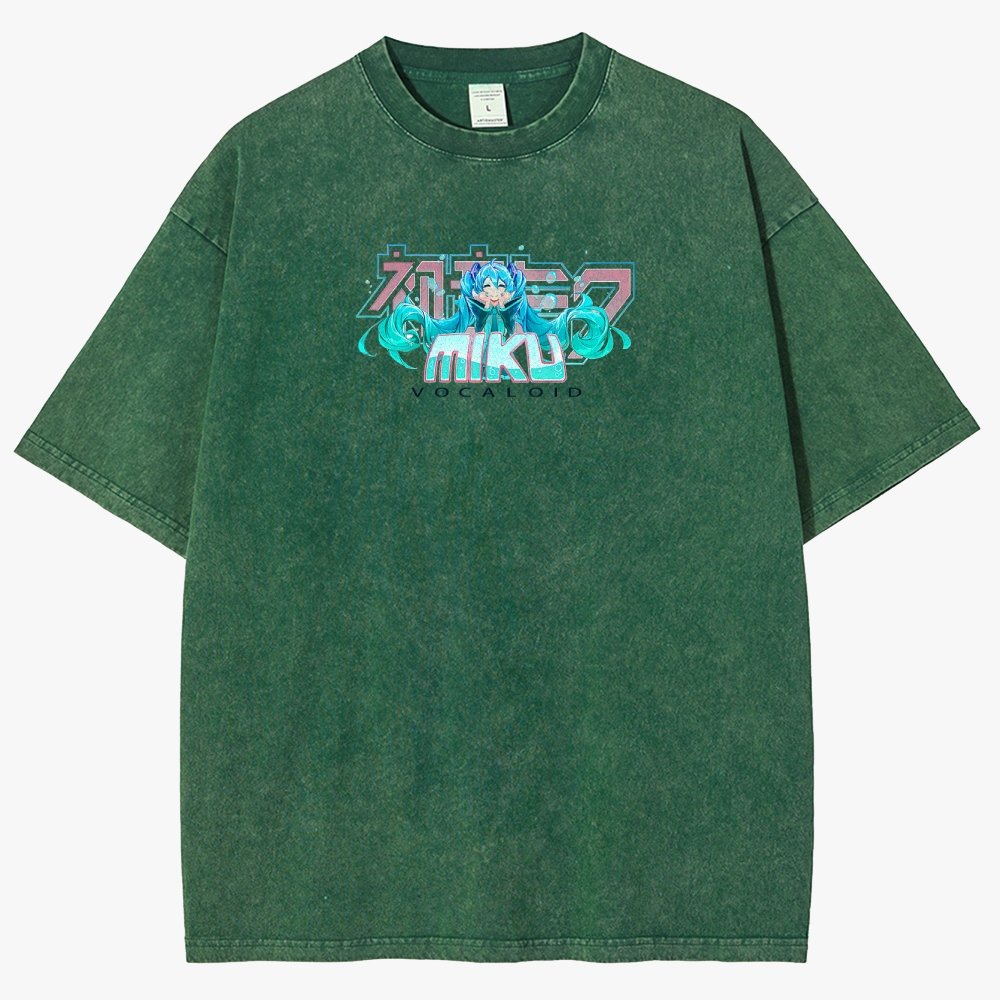 Hatsune Miku Anime Unisex Fit Washed T-Shirt