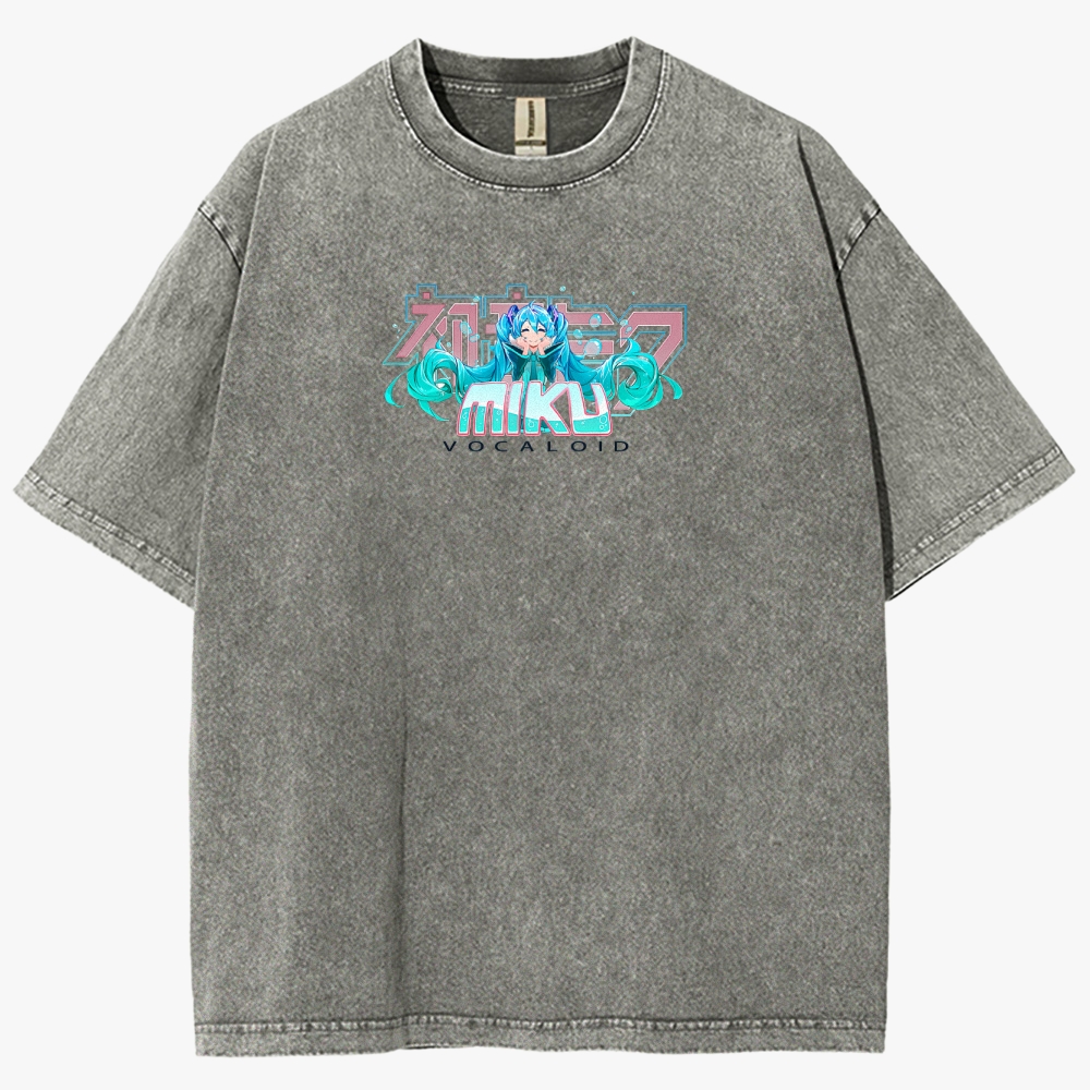 Hatsune Miku Anime Unisex Fit Washed T-Shirt