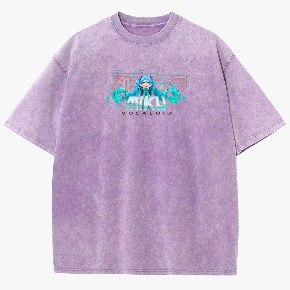 Hatsune Miku Anime Unisex Fit Washed T-Shirt