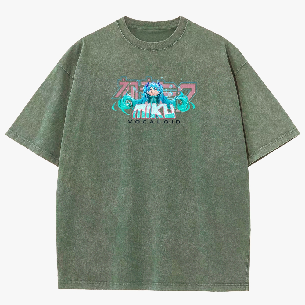 Hatsune Miku Anime Unisex Fit Washed T-Shirt