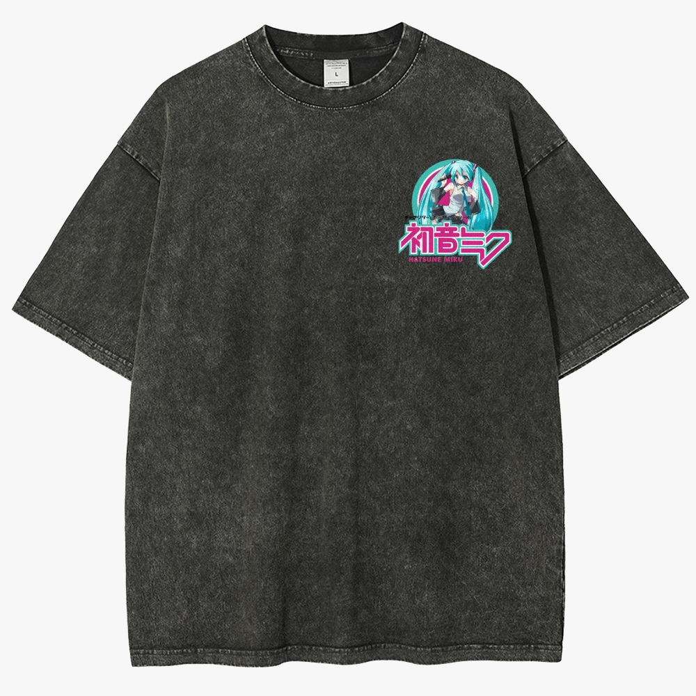 Hatsune Miku Anime Unisex Fit Washed T-Shirt