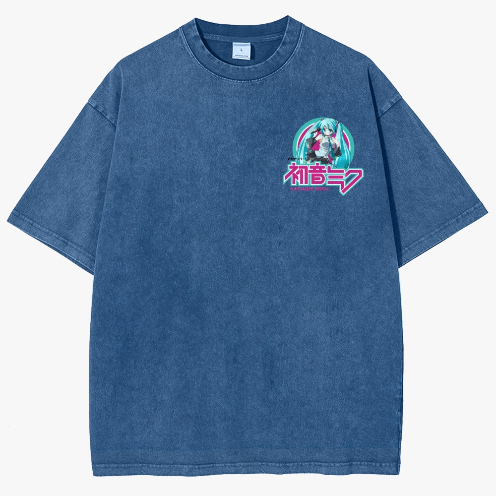 Hatsune Miku Anime Unisex Fit Washed T-Shirt