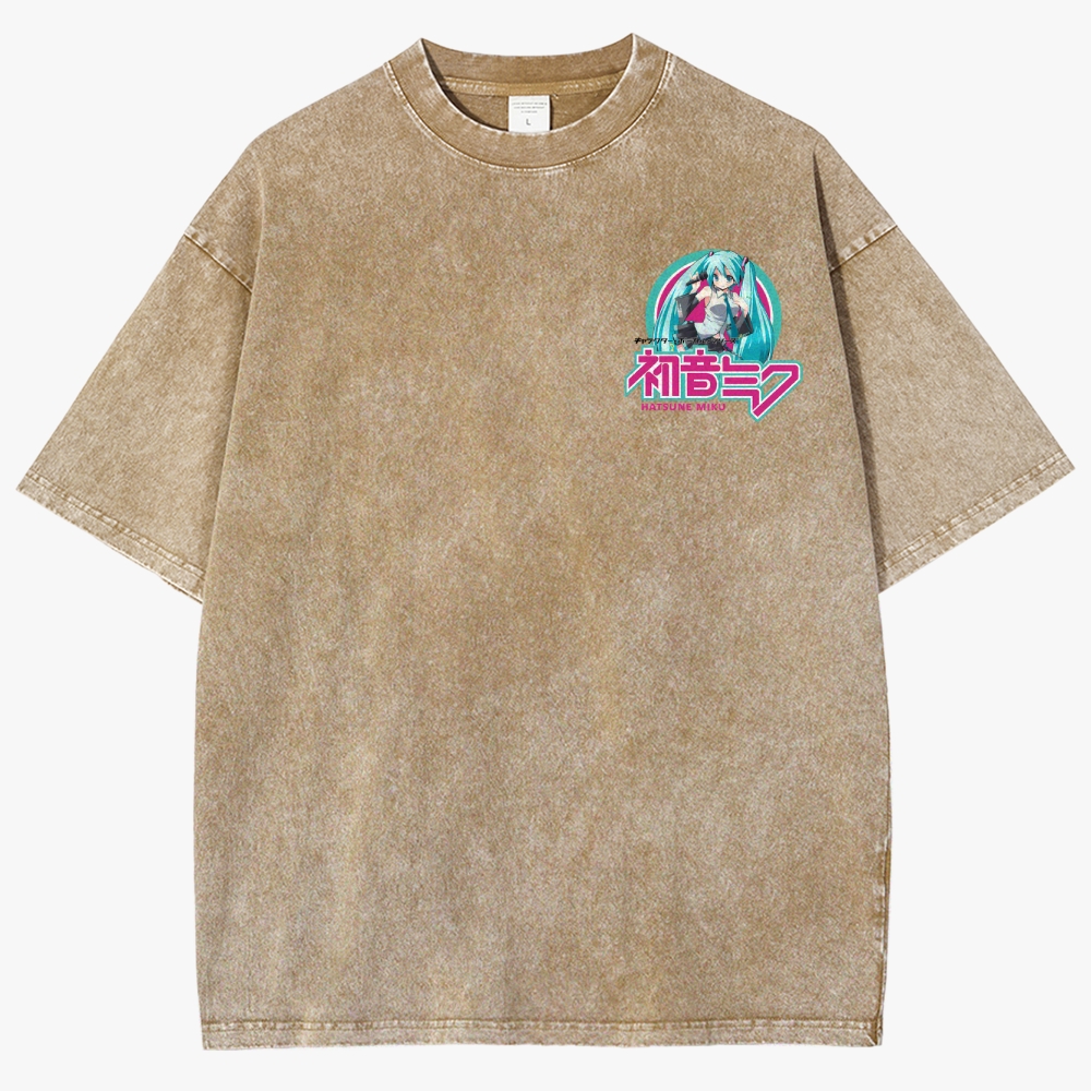Hatsune Miku Anime Unisex Fit Washed T-Shirt