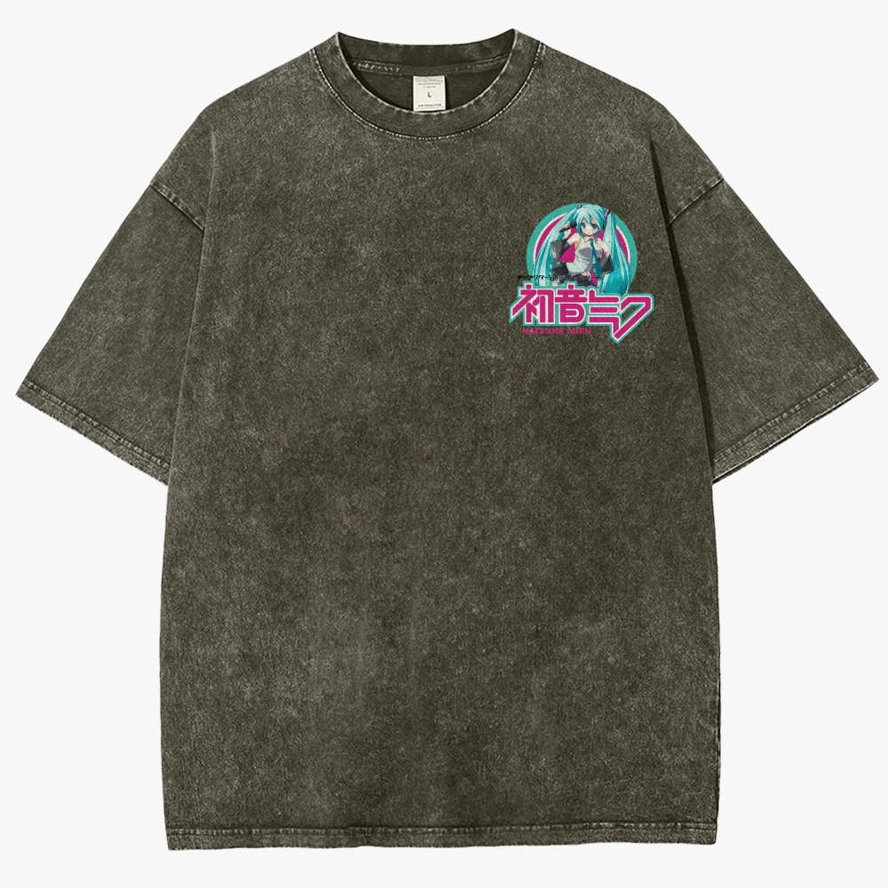Hatsune Miku Anime Unisex Fit Washed T-Shirt
