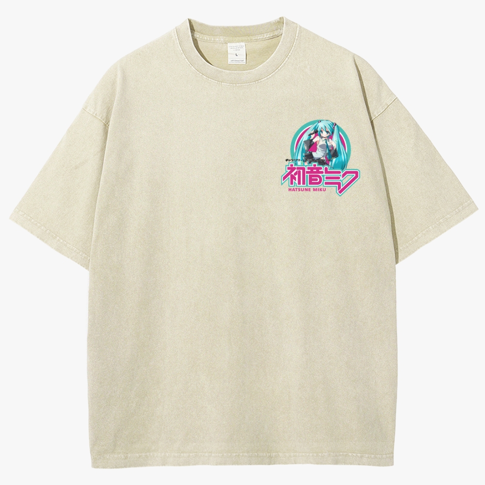 Hatsune Miku Anime Unisex Fit Washed T-Shirt