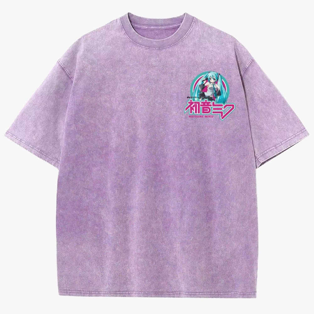 Hatsune Miku Anime Unisex Fit Washed T-Shirt