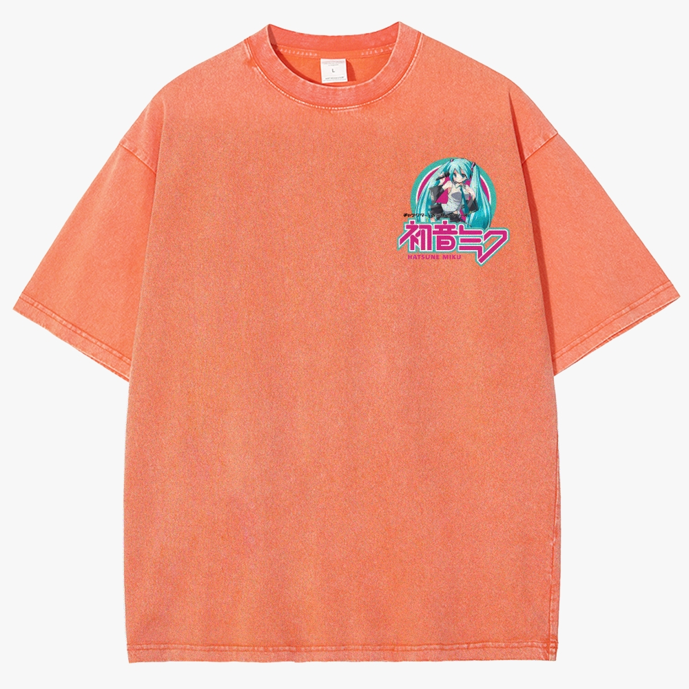 Hatsune Miku Anime Unisex Fit Washed T-Shirt