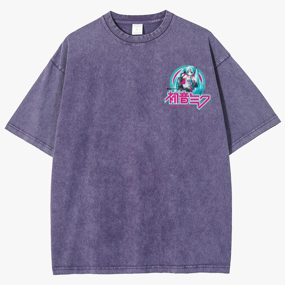 Hatsune Miku Anime Unisex Fit Washed T-Shirt