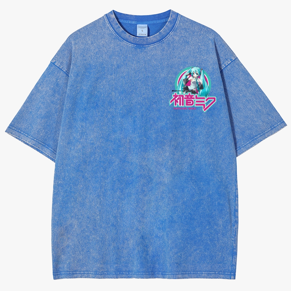 Hatsune Miku Anime Unisex Fit Washed T-Shirt