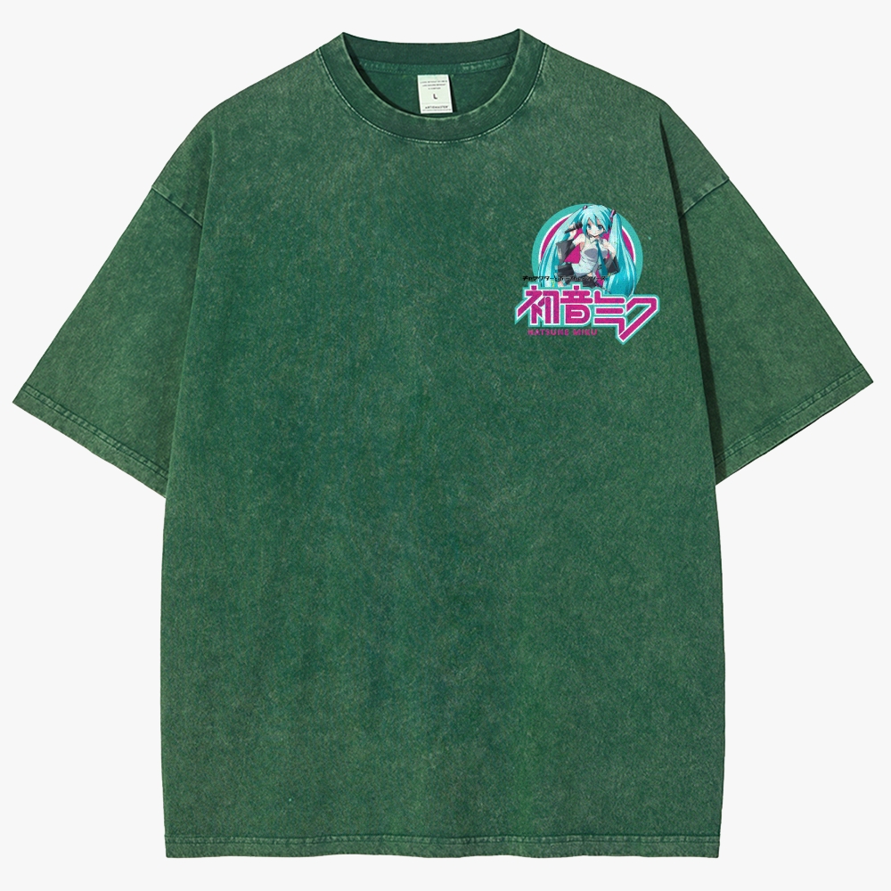 Hatsune Miku Anime Unisex Fit Washed T-Shirt