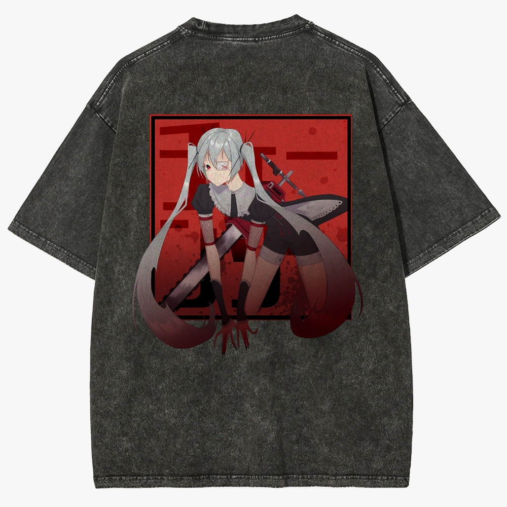 Hatsune Miku Anime Unisex Fit Washed T-Shirt
