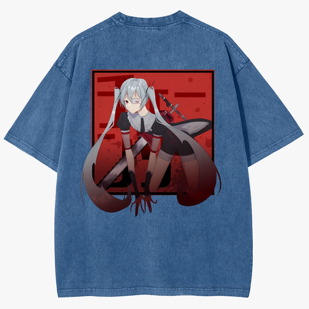 Hatsune Miku Anime Unisex Fit Washed T-Shirt