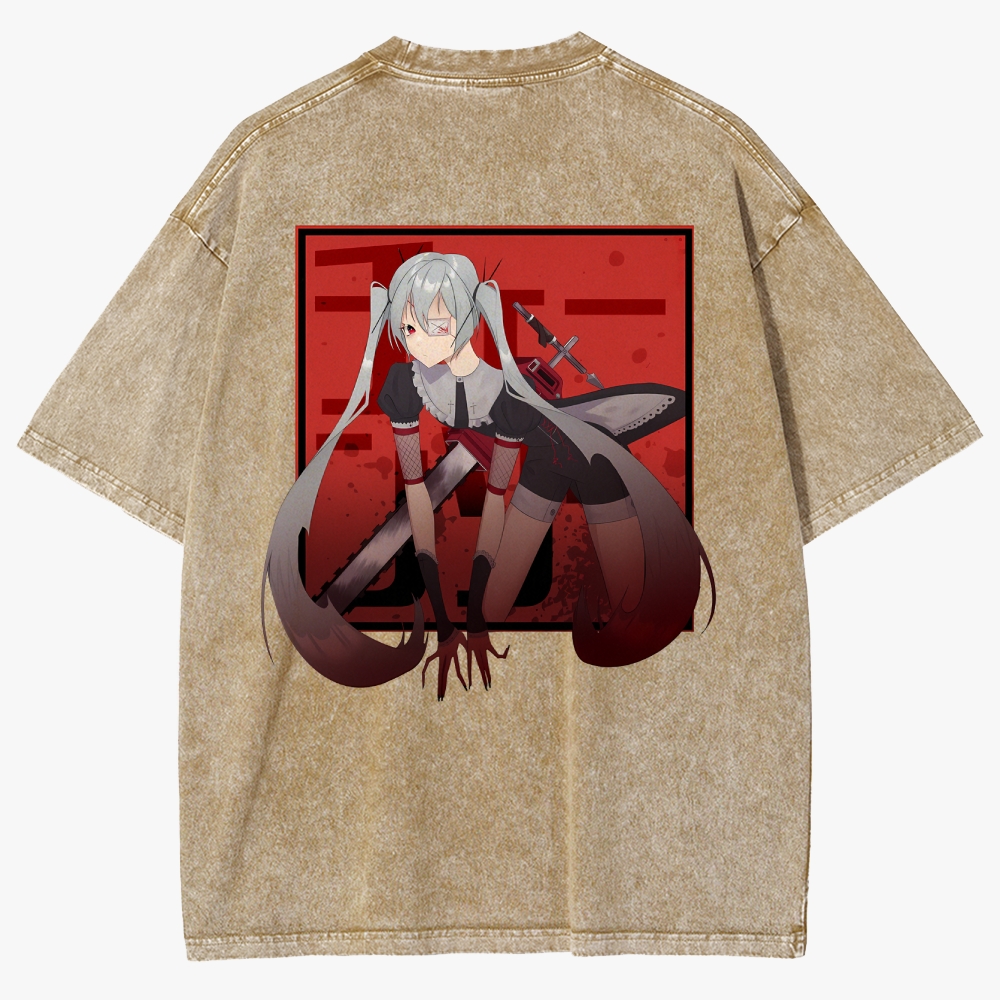 Hatsune Miku Anime Unisex Fit Washed T-Shirt