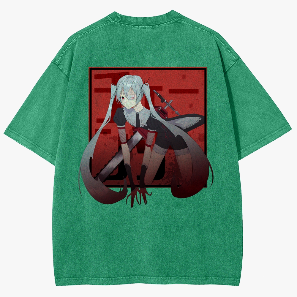 Hatsune Miku Anime Unisex Fit Washed T-Shirt