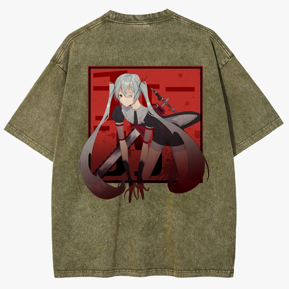 Hatsune Miku Anime Unisex Fit Washed T-Shirt