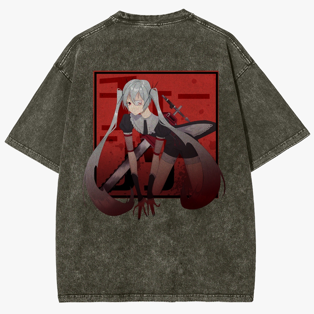 Hatsune Miku Anime Unisex Fit Washed T-Shirt