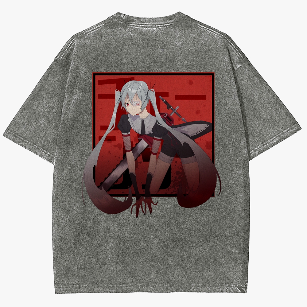 Hatsune Miku Anime Unisex Fit Washed T-Shirt