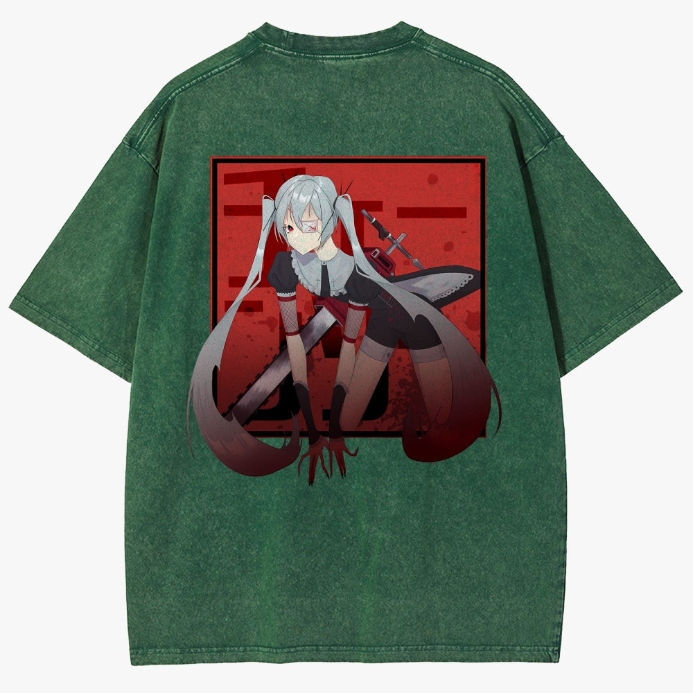 Hatsune Miku Anime Unisex Fit Washed T-Shirt