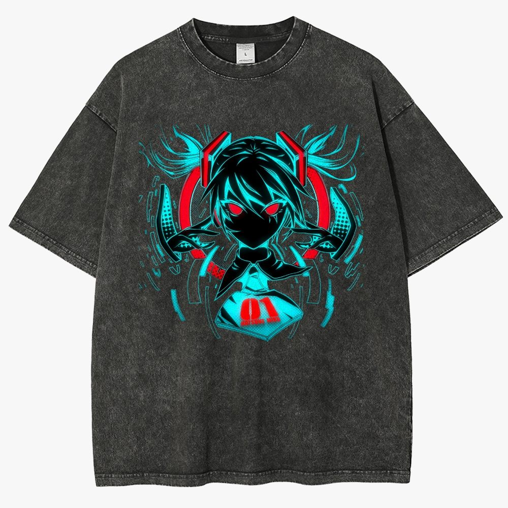 Hatsune Miku Anime Unisex Fit Washed T-Shirt