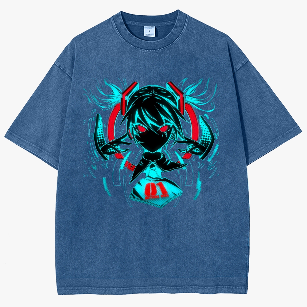 Hatsune Miku Anime Unisex Fit Washed T-Shirt