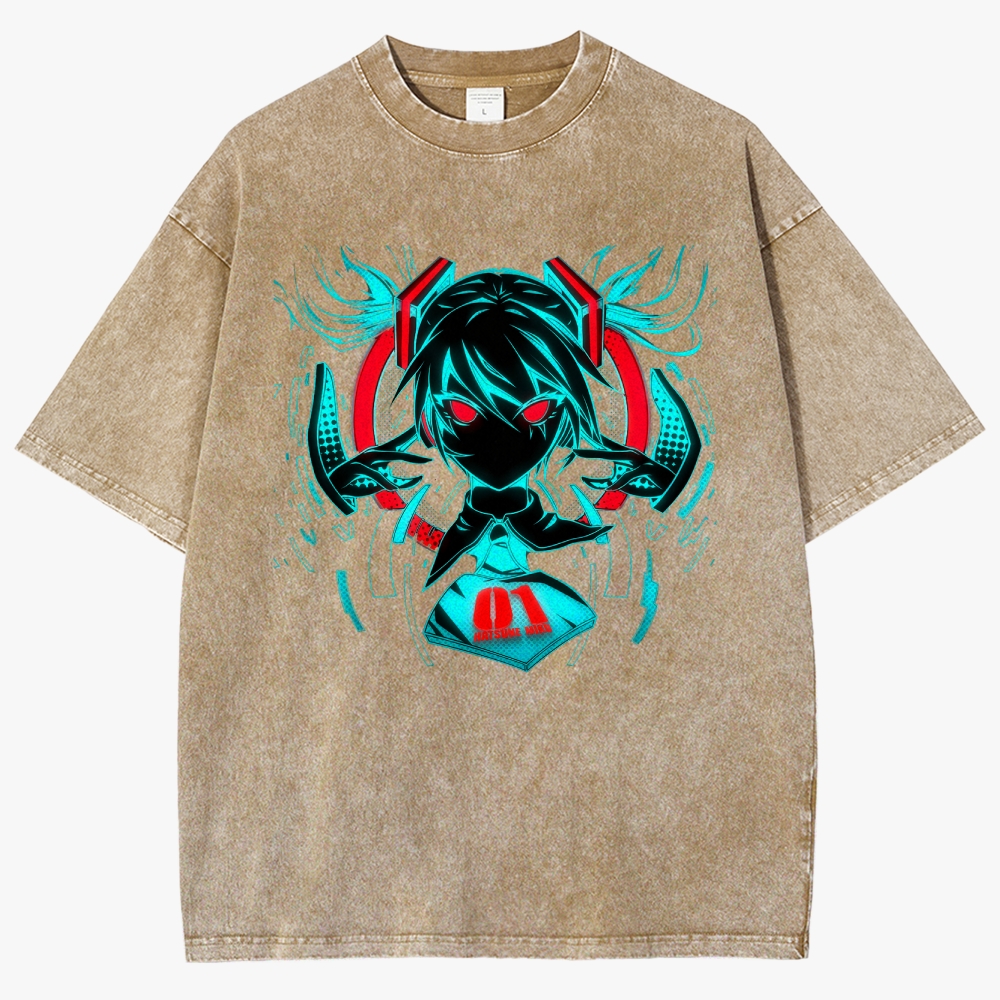 Hatsune Miku Anime Unisex Fit Washed T-Shirt