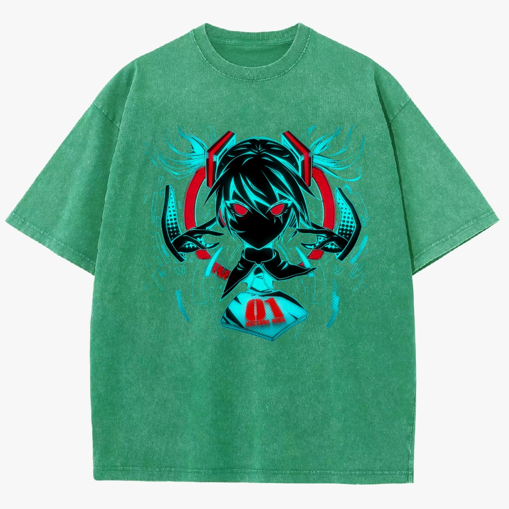 Hatsune Miku Anime Unisex Fit Washed T-Shirt