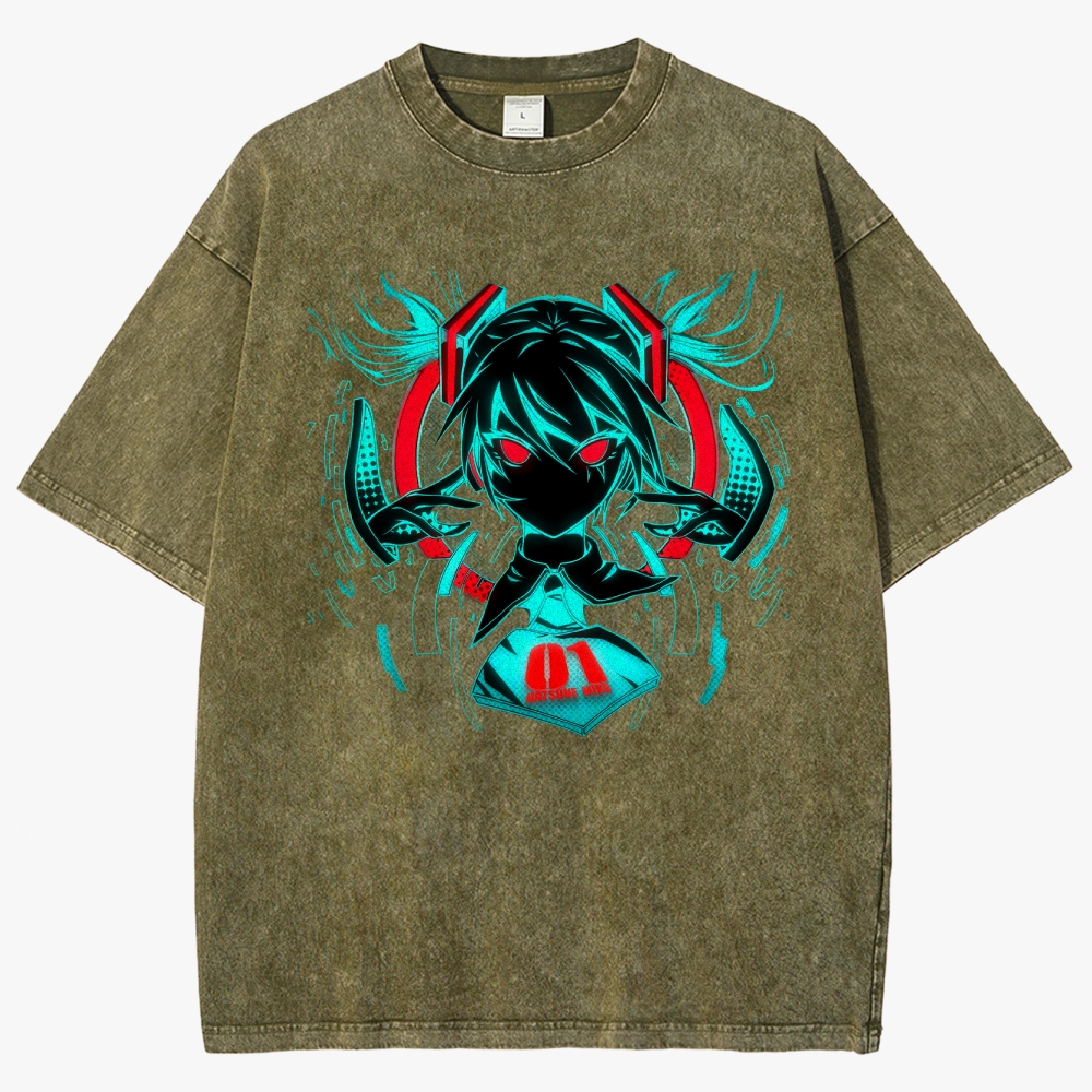 Hatsune Miku Anime Unisex Fit Washed T-Shirt