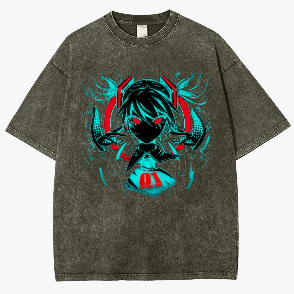 Hatsune Miku Anime Unisex Fit Washed T-Shirt