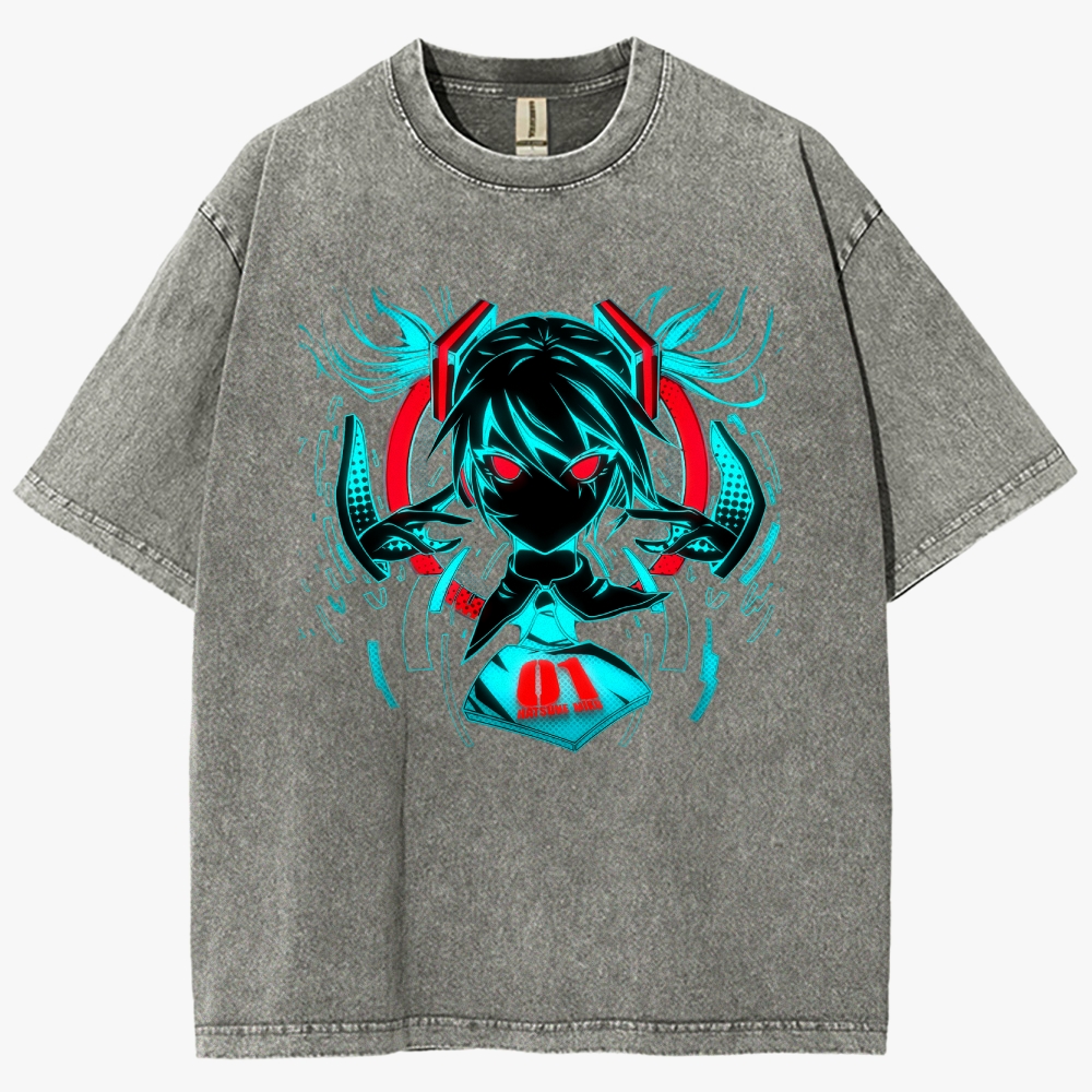 Hatsune Miku Anime Unisex Fit Washed T-Shirt