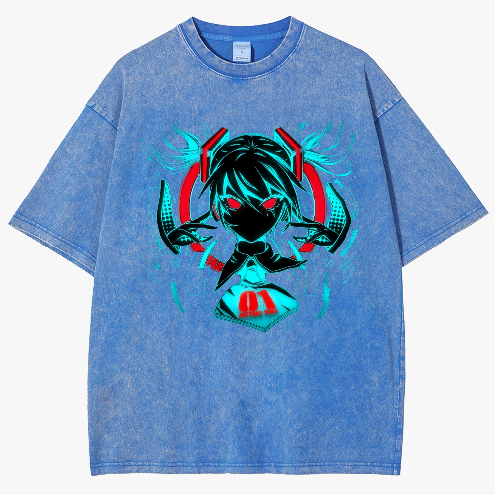 Hatsune Miku Anime Unisex Fit Washed T-Shirt