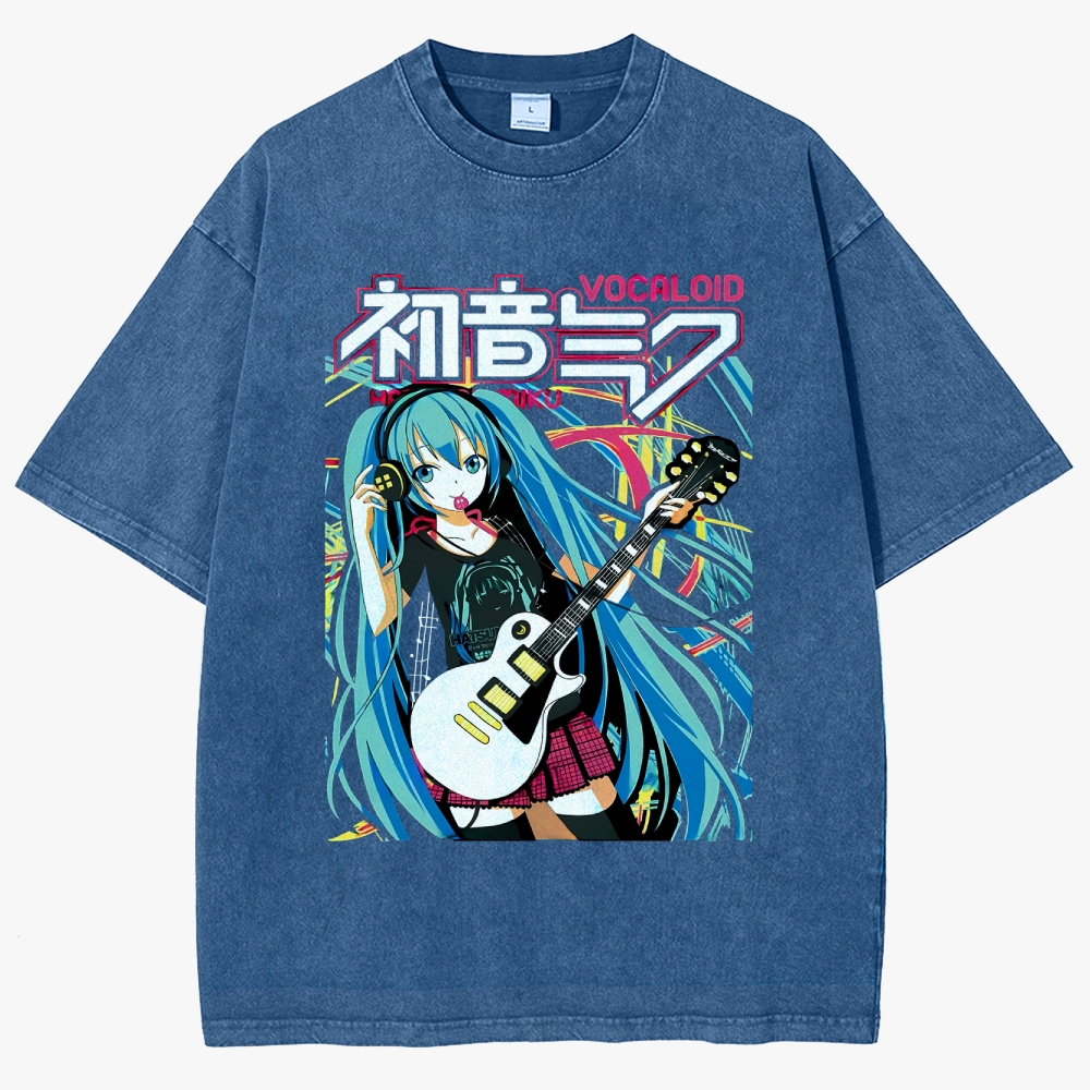 Hatsune Miku Anime Unisex Fit Washed T-Shirt