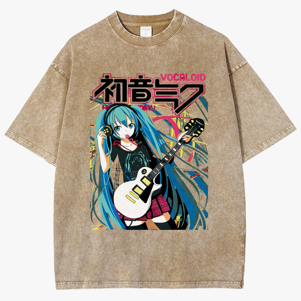 Hatsune Miku Anime Unisex Fit Washed T-Shirt