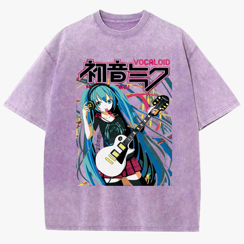 Hatsune Miku Anime Unisex Fit Washed T-Shirt